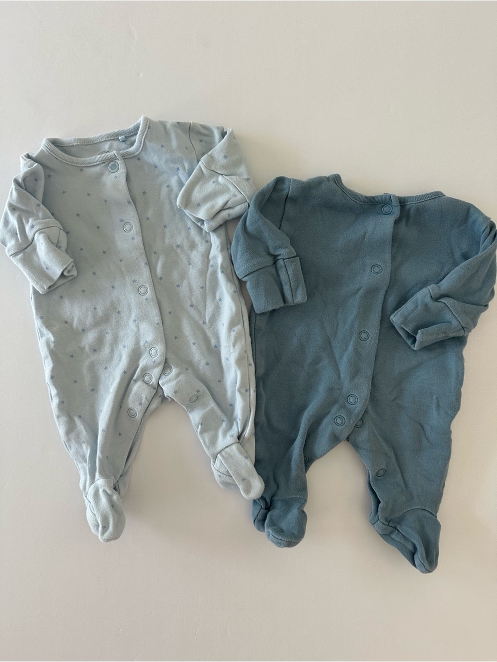 NEXT Baby Pajama Footies NB-3Mo Lot of 2 100% Organic Cotton With Snaps